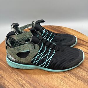 Nike Free Viritous Shoes Womens Size 9 Black Aqua Green Print Sneakers Running